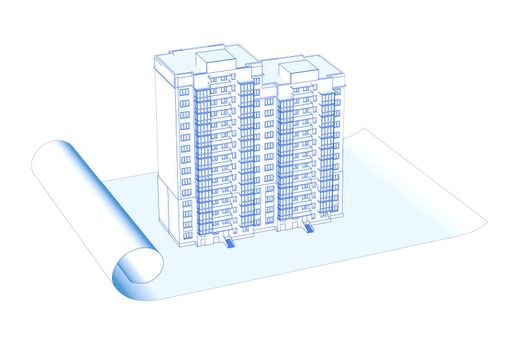 sketch of a skyscraper on the document