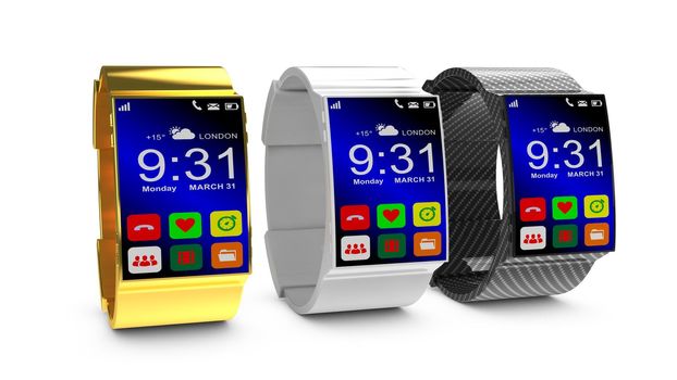 smart watches in gold, white and carbon design