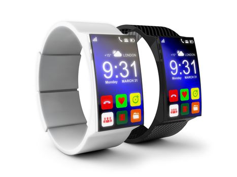 smart watches in carbon and white design on a white background