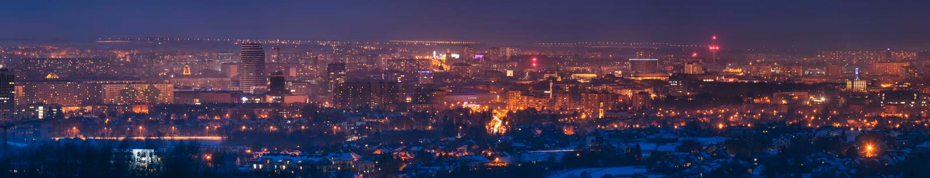 Panorama of Rzeszow at night. Rzeszow, Subcarpathia, Poland