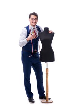 Male tailor isolated on white background