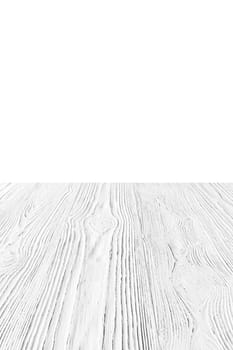 Empty white wooden surface against white background. Mockup for design.