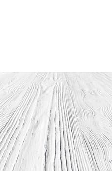 Empty white wooden surface against white background. Mockup for design.