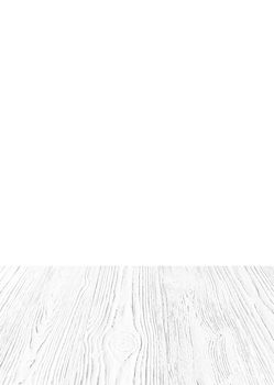 Empty white wooden surface against white background. Mockup for design.