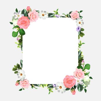 Floral square wreath frame template (with copy space)