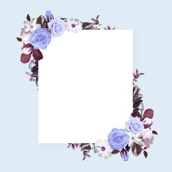 Floral square wreath frame template (with copy space)