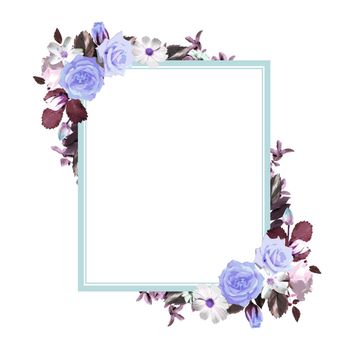 Floral square wreath frame template (with copy space)