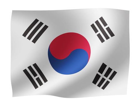 Waving national flag illustration / South korea