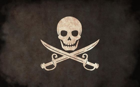 Dirty pirates flag illustration / skull and bones