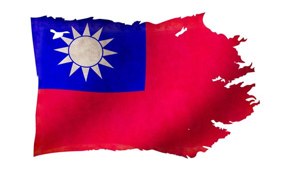 Dirty and torn country flag illustration / Taiwan