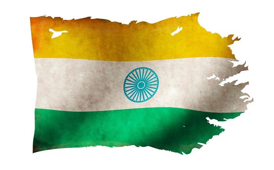 Dirty and torn country flag illustration / India