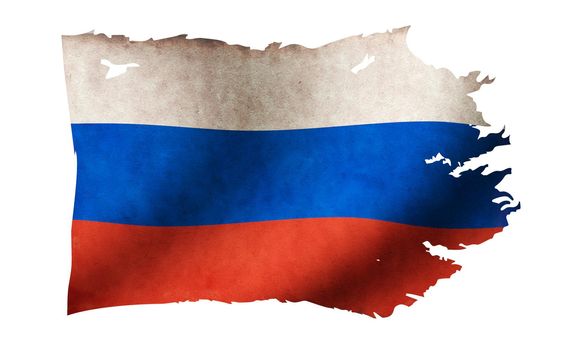 Dirty and torn country flag illustration / Russia