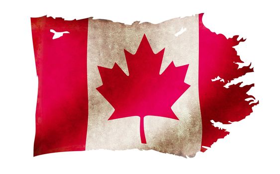 Dirty and torn country flag illustration / Canada