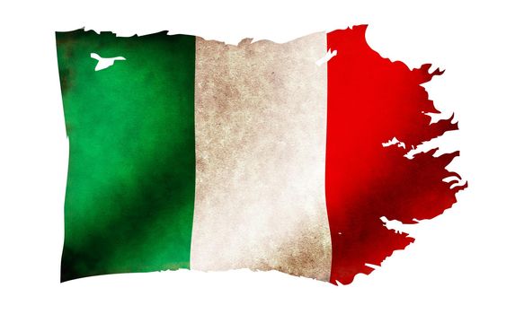 Dirty and torn country flag illustration / Italy