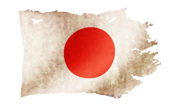 Dirty and torn country flag illustration / Japan
