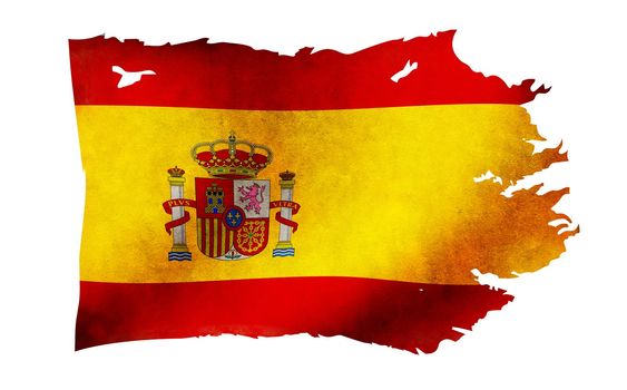 Dirty and torn country flag illustration / Spain