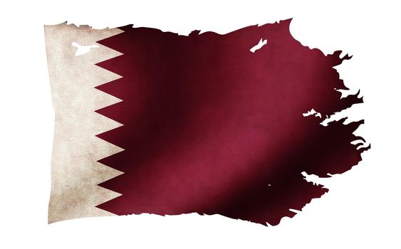 Dirty and torn country flag illustration / Qatar