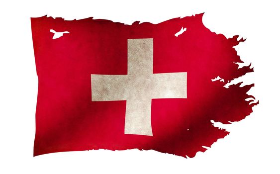 Dirty and torn country flag illustration / Switzerland