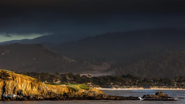 Coastline golf course, greens and bunkers in California, usa