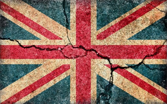 Grunge country flag illustration (cracked concrete background) / UK, United Kingdom