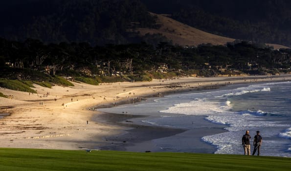 Coastline golf course, greens and bunkers in California, usa