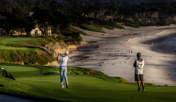 Coastline golf course, greens and bunkers in California, usa