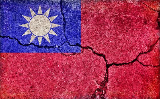 Grunge country flag illustration (cracked concrete background) / Taiwan