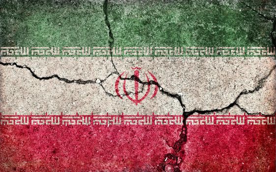 Grunge country flag illustration (cracked concrete background) / Iran