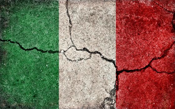 Grunge country flag illustration (cracked concrete background) / Italy