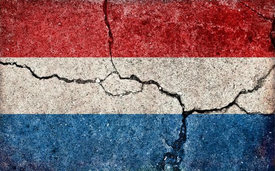 Grunge country flag illustration (cracked concrete background) / Netherlands