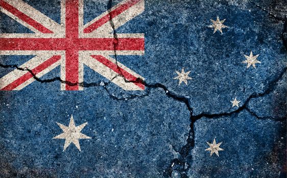 Grunge country flag illustration (cracked concrete background) / Australia