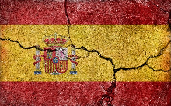 Grunge country flag illustration (cracked concrete background) / Spain