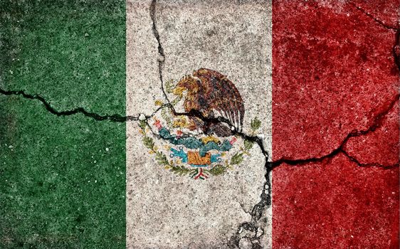 Grunge country flag illustration (cracked concrete background) / Mexico