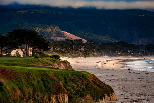 Coastline golf course, greens and bunkers in California, usa