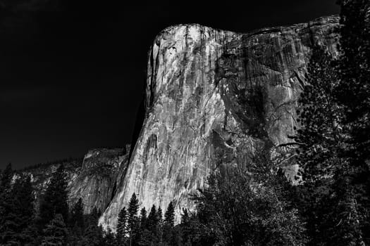 World famous rock climbing wall of El Capitan, Yosemite national park, California, usa