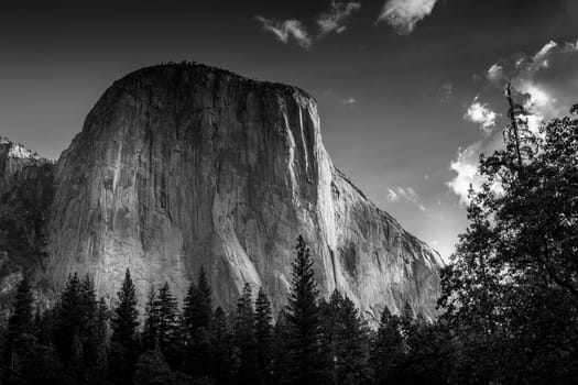 World famous rock climbing wall of El Capitan, Yosemite national park, California, usa