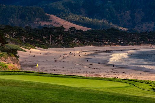 Coastline golf course, greens and bunkers in California, usa