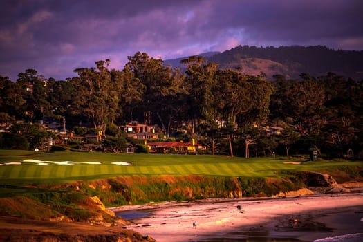 Coastline golf course, greens and bunkers in California, usa