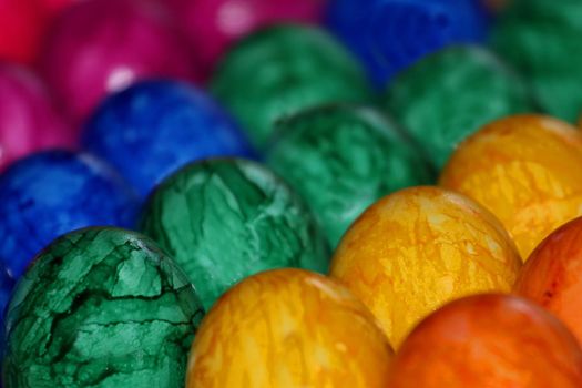Many Colorful Easter Eggs in red,yellow,blue and green