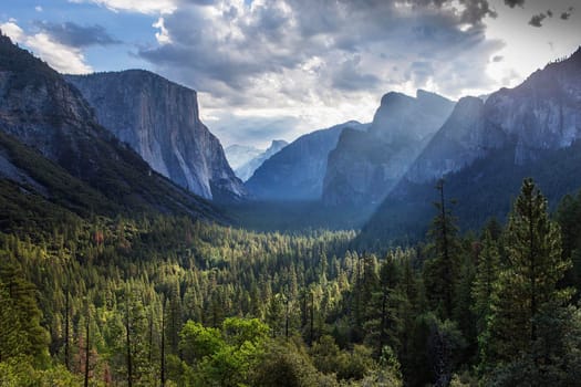 World famous rock climbing wall of El Capitan, Yosemite national park, California, usa