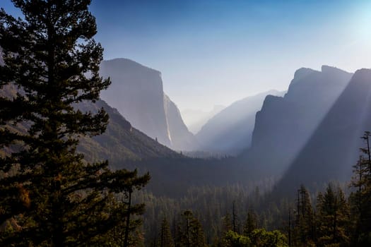 Yosemite valley at the sunrise, Yosemite national park, California, usa