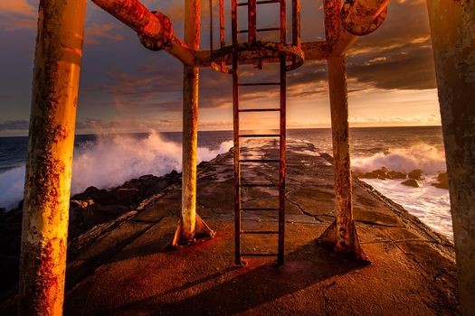 jetty and lighthouse in Saint Pierre, La Reunion island, Indian Ocean, april 26, 2016,  Saint Pierre, France