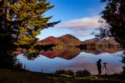 view of the Lac-Superieur, in Laurentides, Mont-tremblant, Quebec, Canada