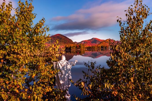 view of the Lac-Superieur, in Laurentides, Mont-tremblant, Quebec, Canada