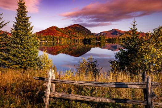 view of the Lac-Superieur, in Laurentides, Mont-tremblant, Quebec, Canada