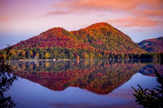 view of the Lac-Superieur, in Laurentides, Mont-tremblant, Quebec, Canada