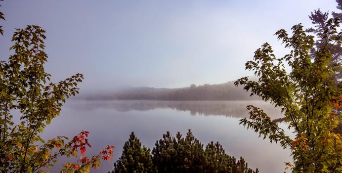 view of the Lac-Superieur, in Laurentides, Mont-tremblant, Quebec, Canada