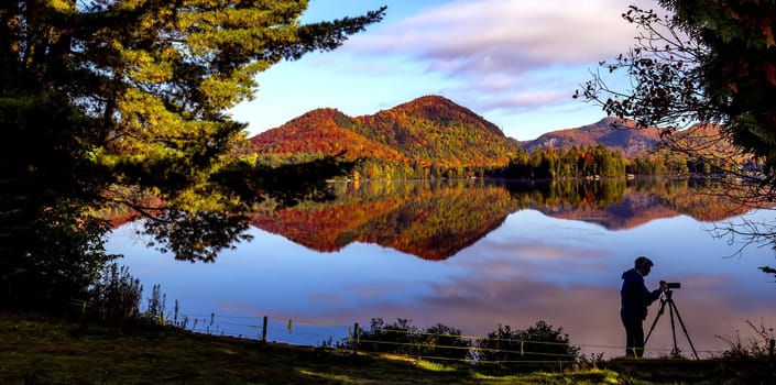 view of the Lac-Superieur, in Laurentides, Mont-tremblant, Quebec, Canada