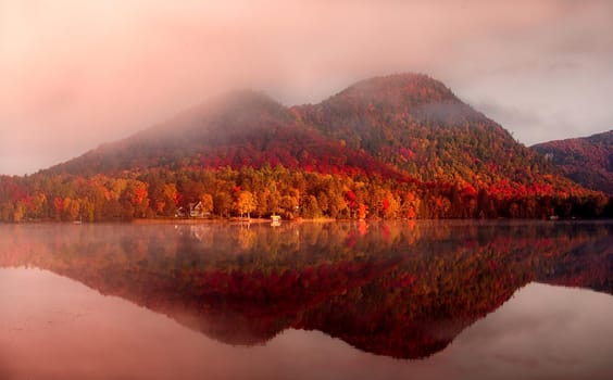 view of the Lac-Superieur, in Laurentides, Mont-tremblant, Quebec, Canada