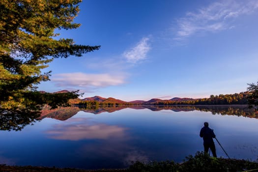 view of the Lac-Superieur, in Laurentides, Mont-tremblant, Quebec, Canada